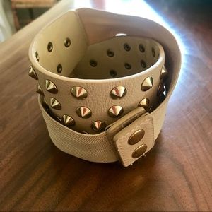 High waist belt cream color with gold studs